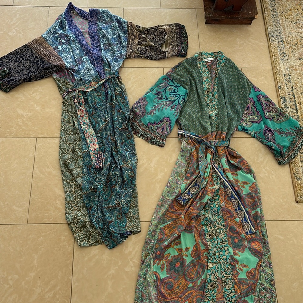 Two recycled silk kimonos from Karma Highway